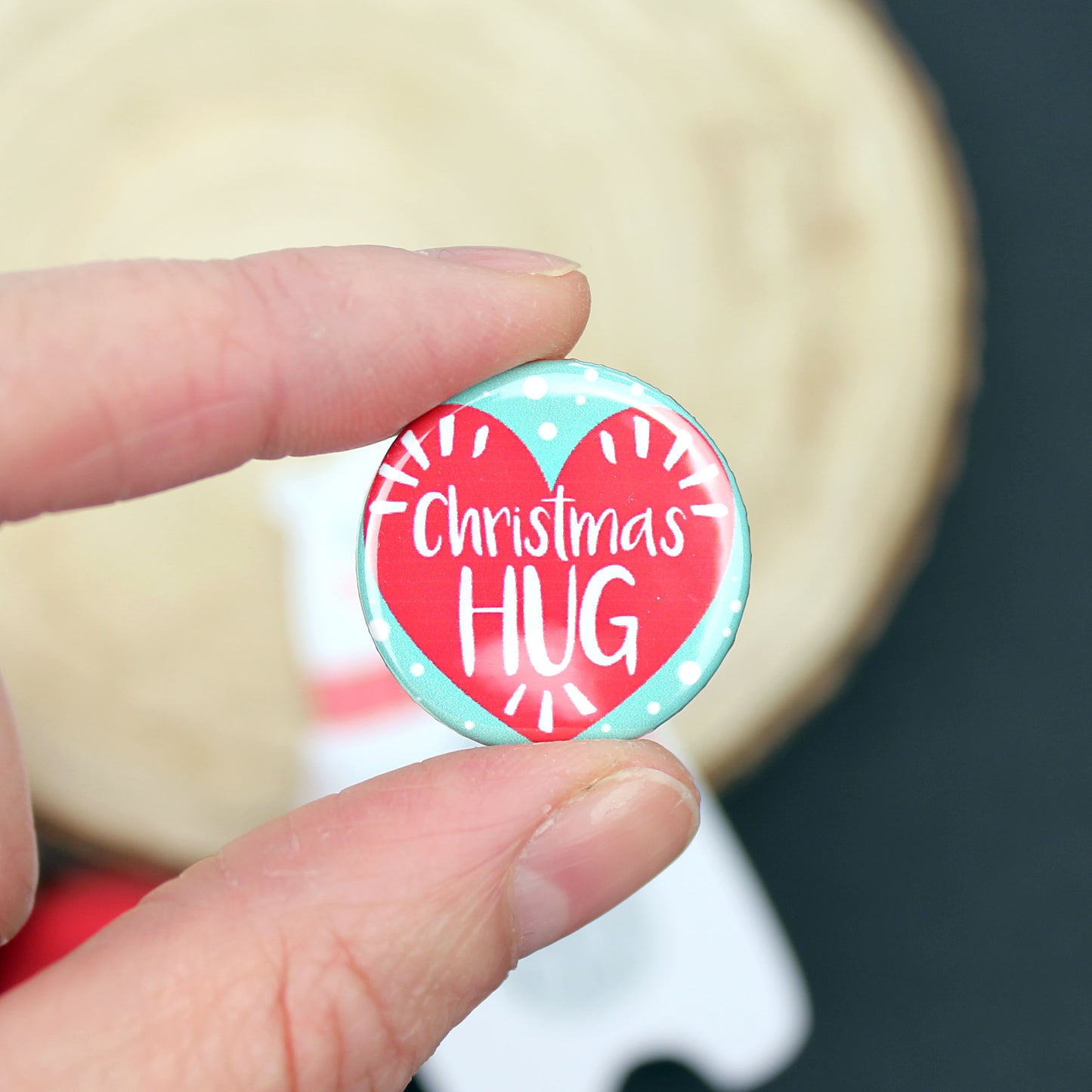 Christmas hug badge