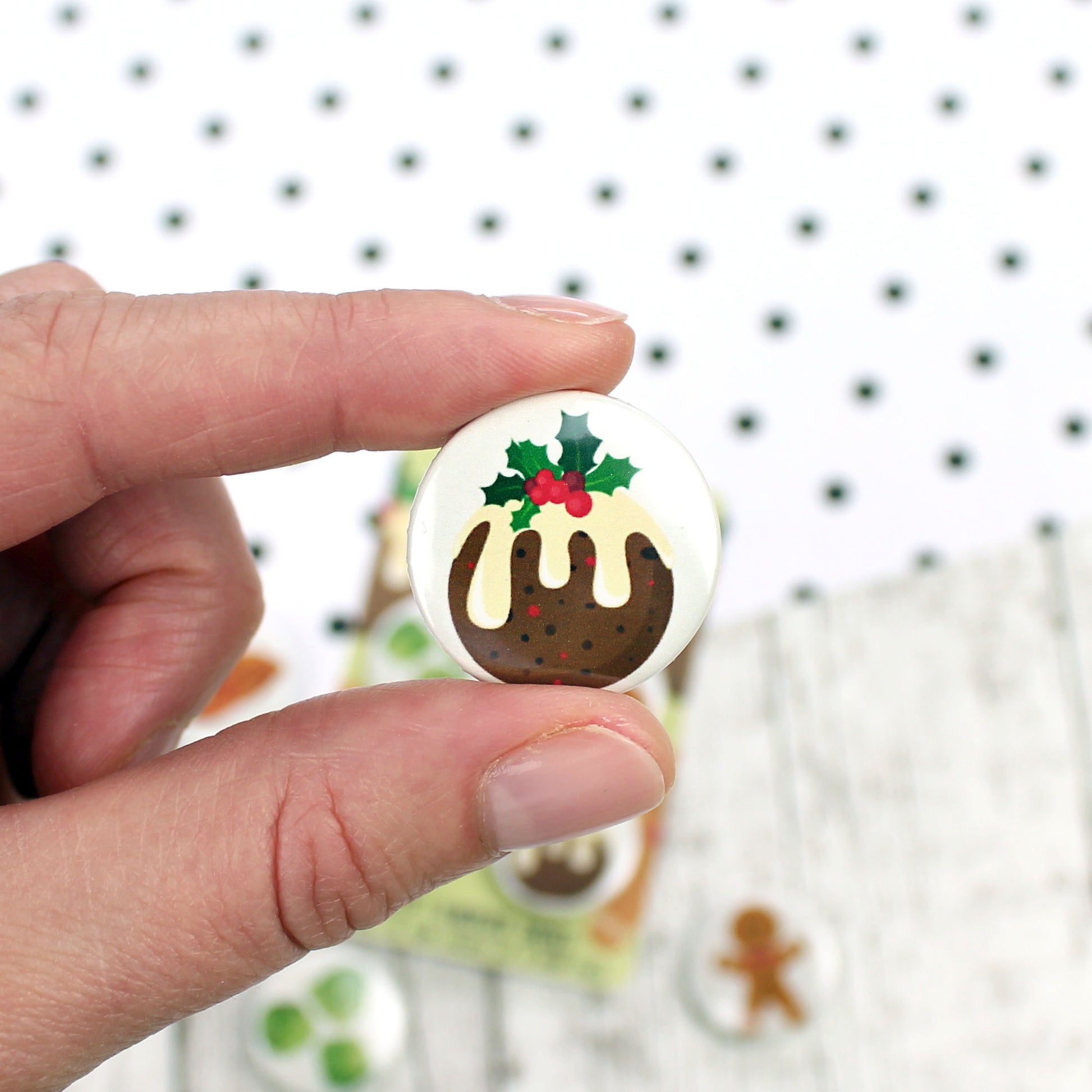 A Christmas pudding decorated with holly