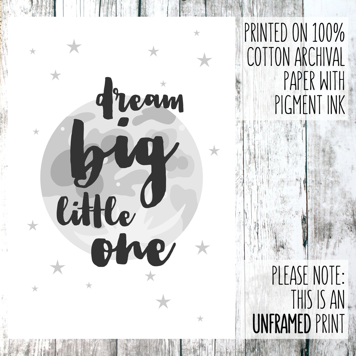 Dream Big Little One Monochrome Nursery Print