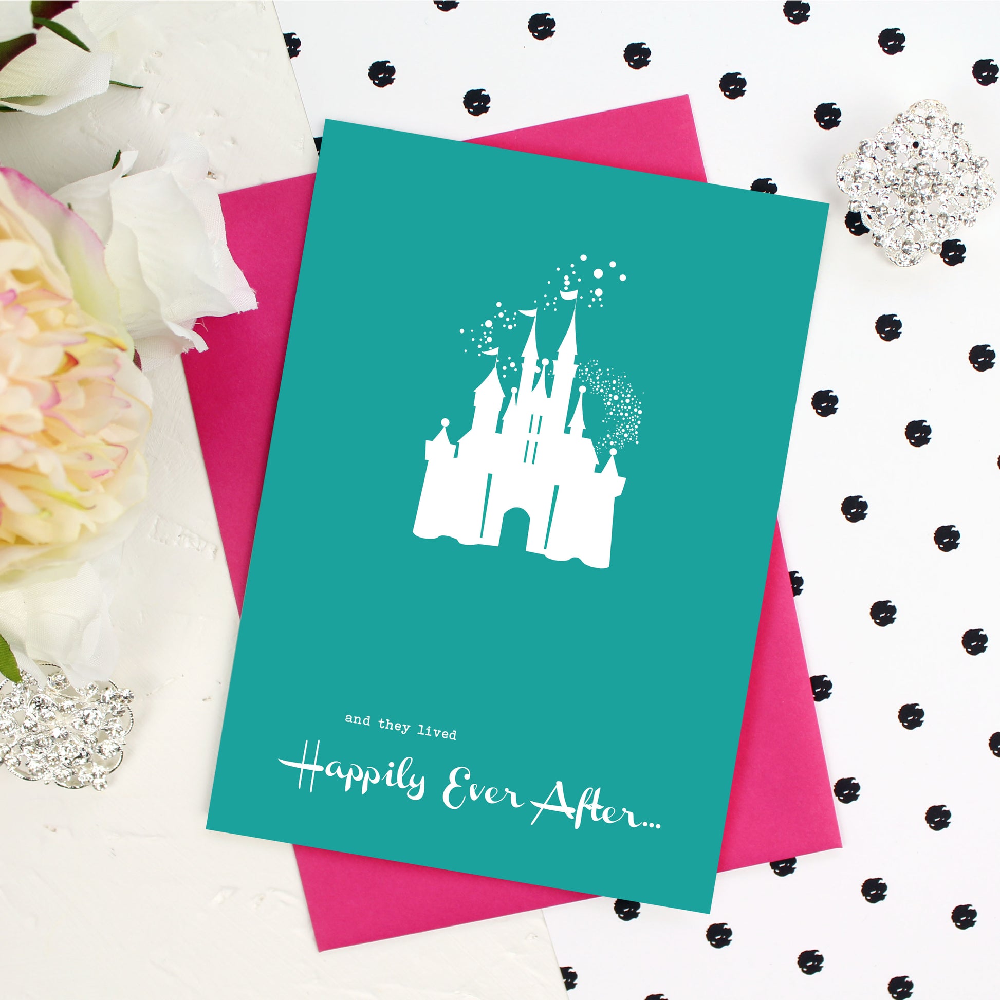 Fairy tale castle wedding day card