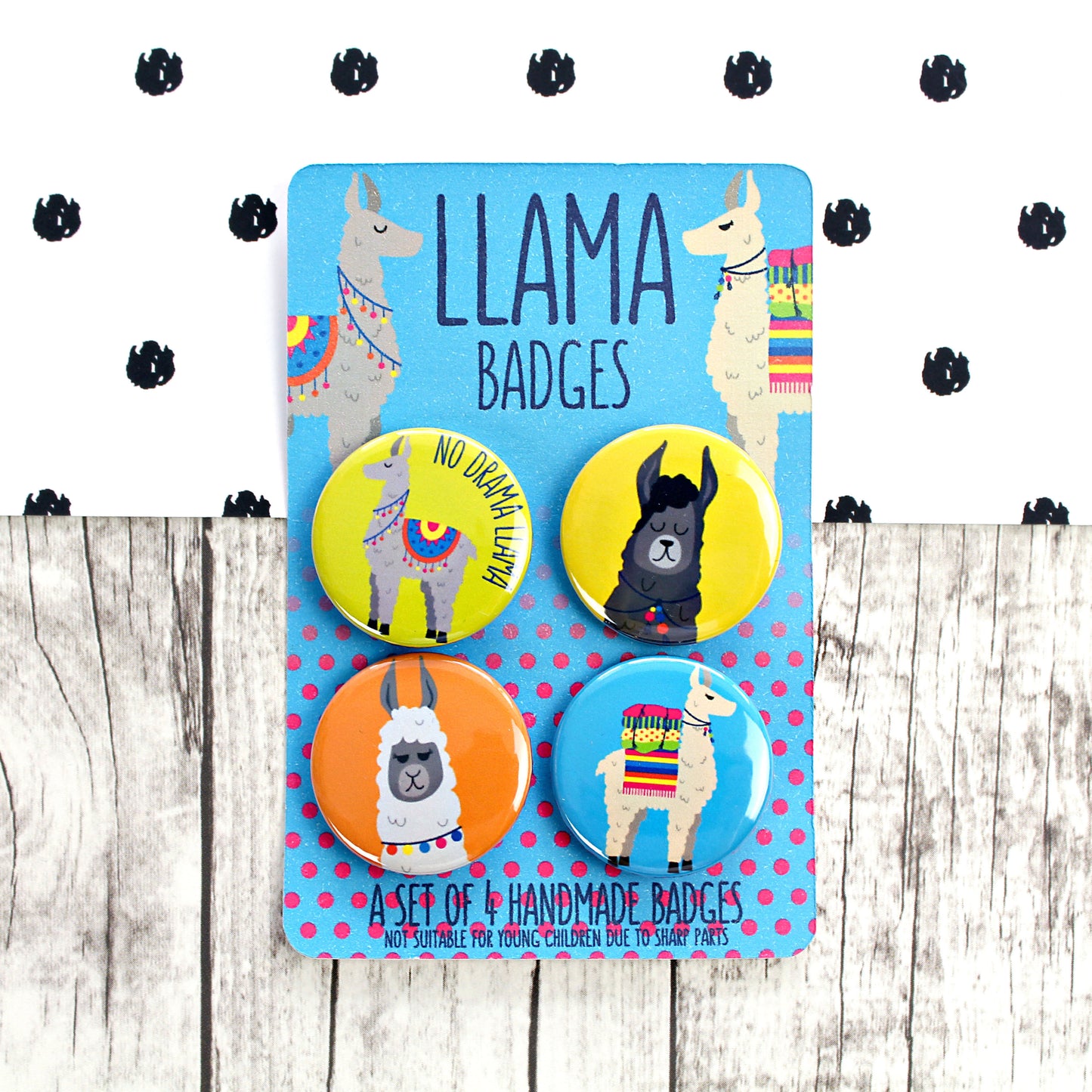 Colourful and cute llama badges