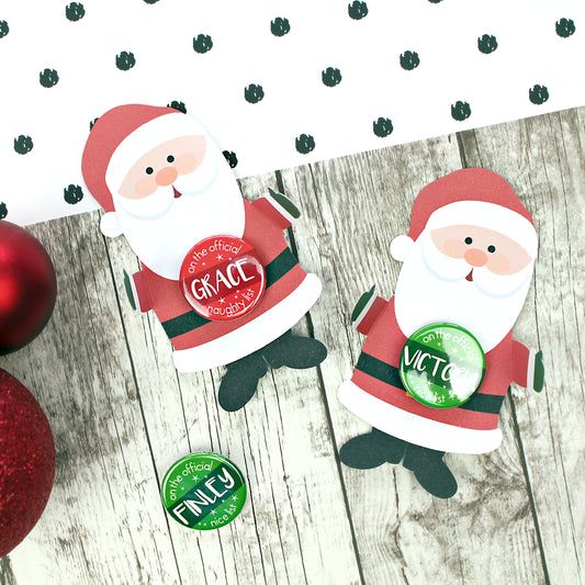 Santa with naughty or nice badges