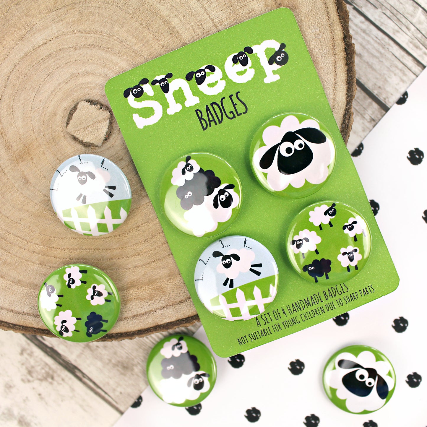 Black and White Sheep Pins