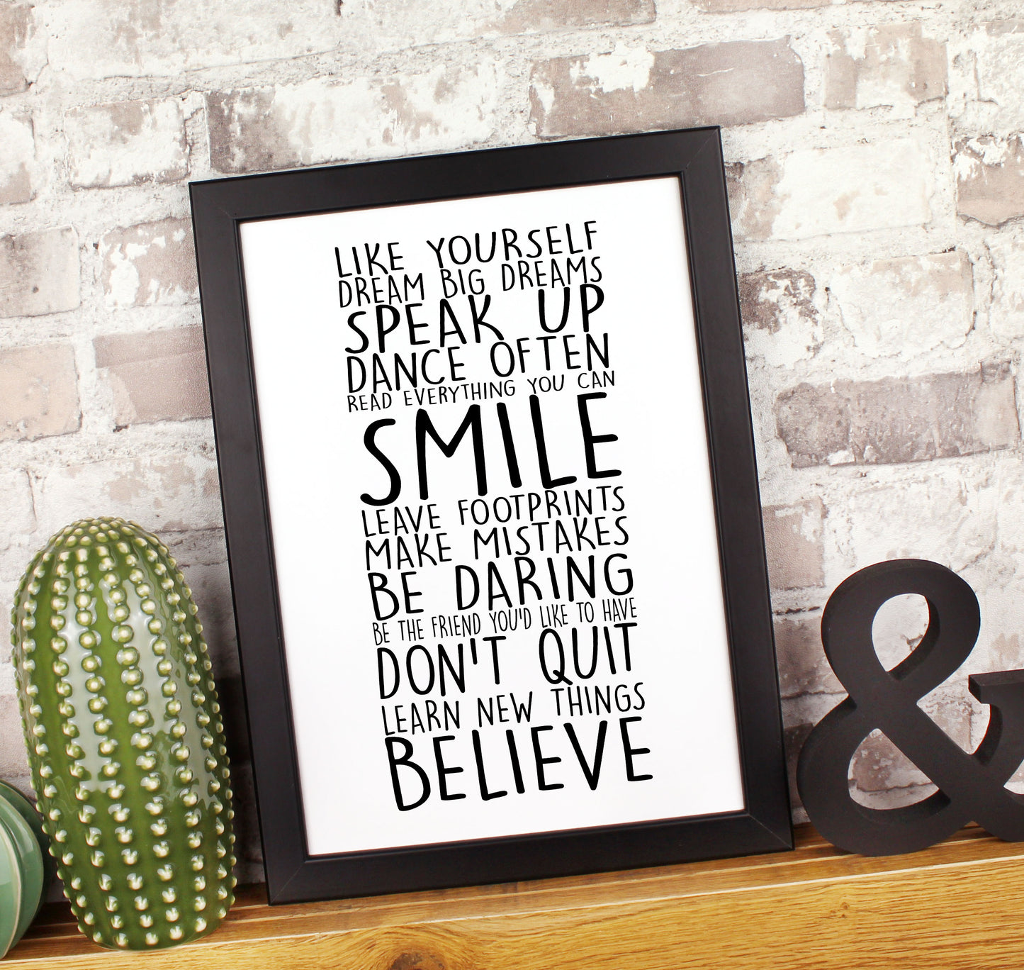 Black and White Inspirational Teenage Typography Print