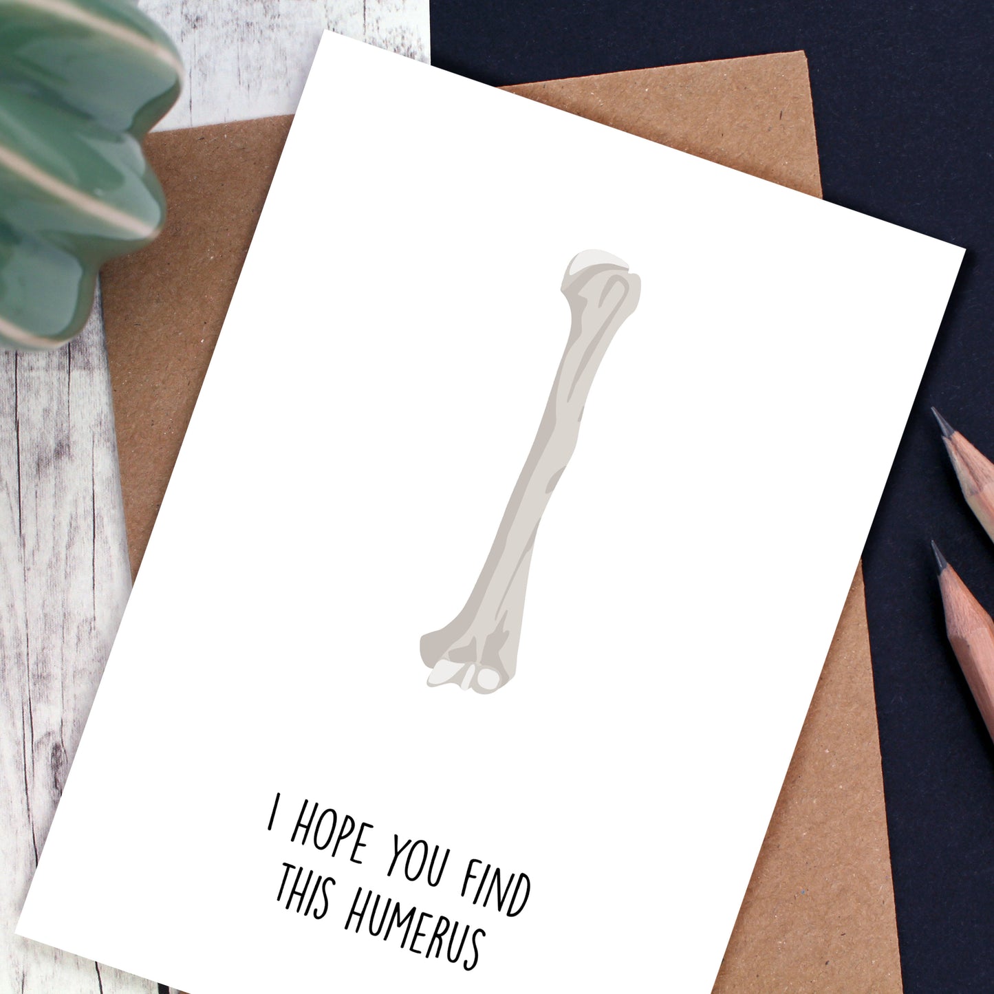 A human humerus bone card